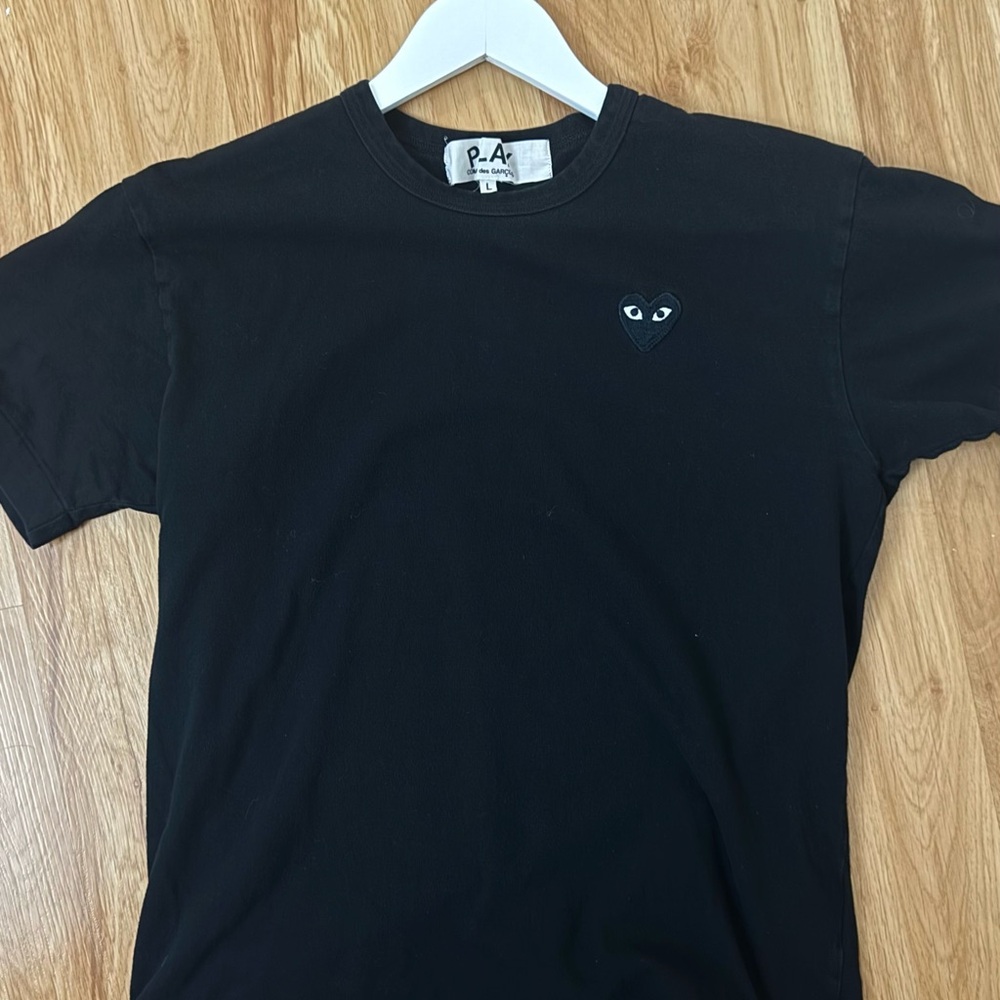 Comme des Garcons Black Tee with Iconic Heart Patch